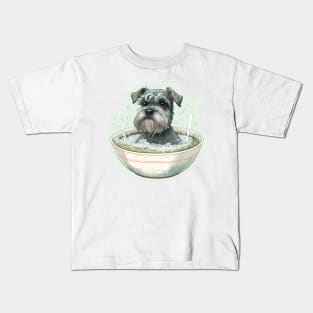 Master Schnauzer Taking a Bath 2 - Schnauzer Series Kids T-Shirt